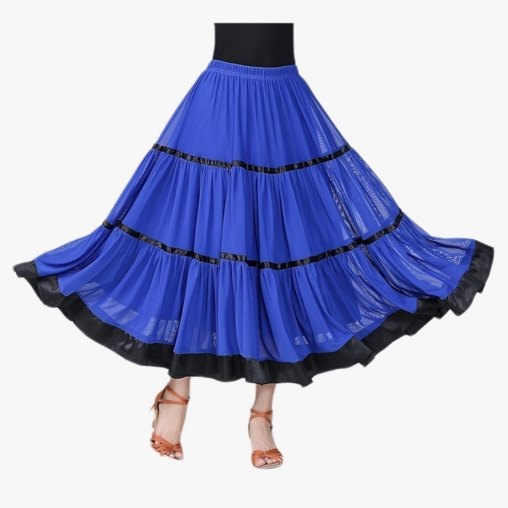 Elegant Skirt Flamenco Waltz Standard Ballroom Dance Fancy Training Skirt NWOT